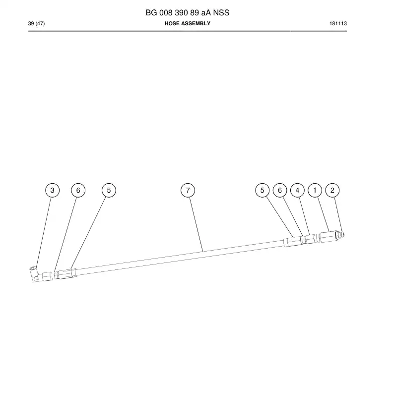 BG00839089a BG 008 390 89a Hose Assembly - Sandvik Technical Drawing