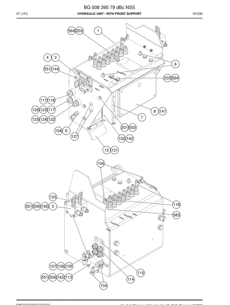 BG00839579d BG 008 395 79d Hydraulic Unit - Sandvik Technical Drawing