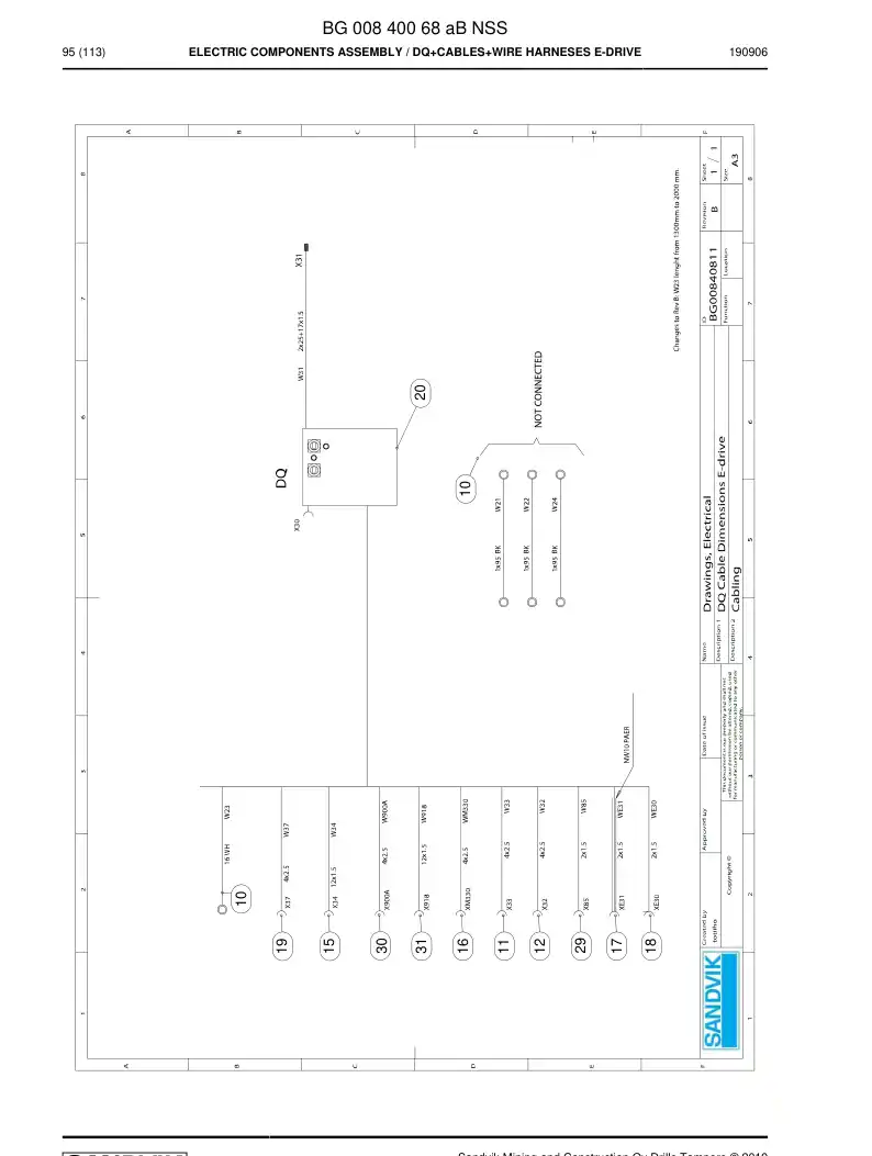 BG00840068a BG 008 400 68a Electric Components Assembly - Sandvik Technical Drawing