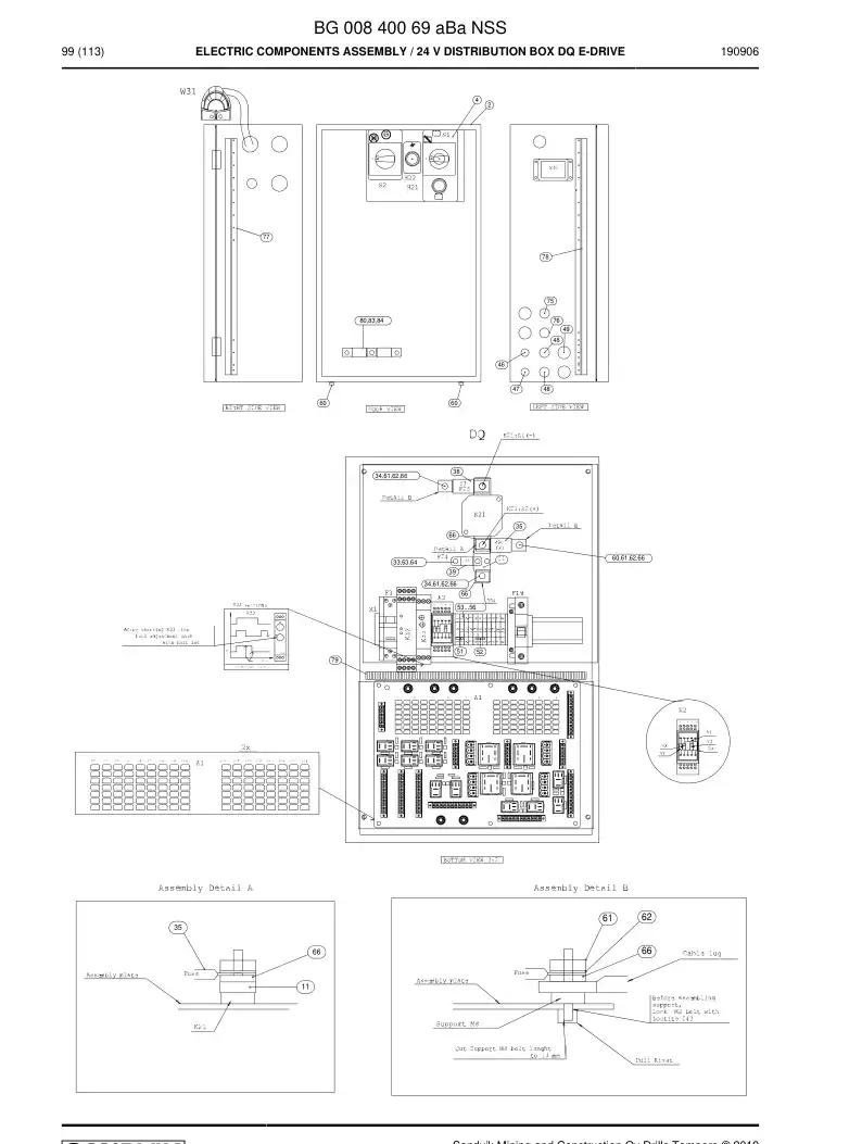 BG00840069a BG 008 400 69a Electric Components Assembly - Sandvik Technical Drawing