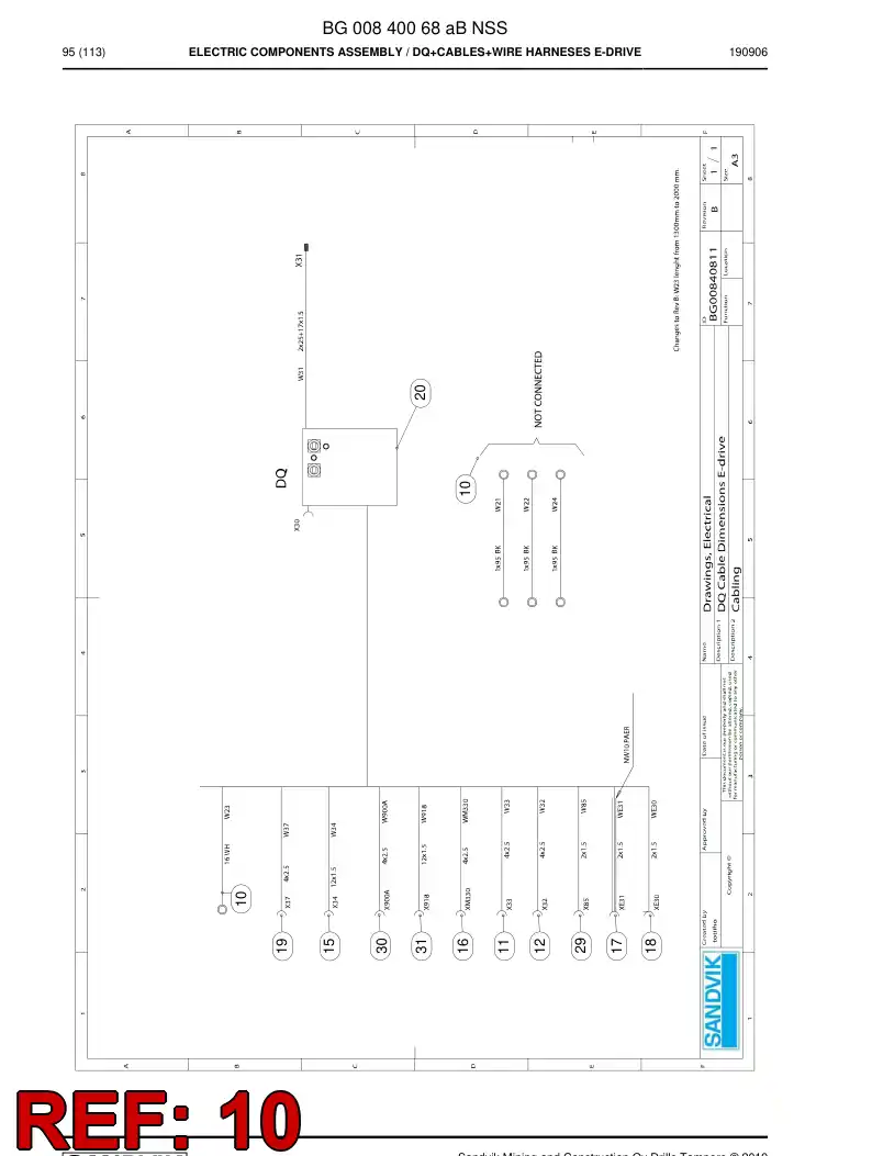 BG00840070a BG 008 400 70a Wiring Harness Assembly - Sandvik Technical Drawing