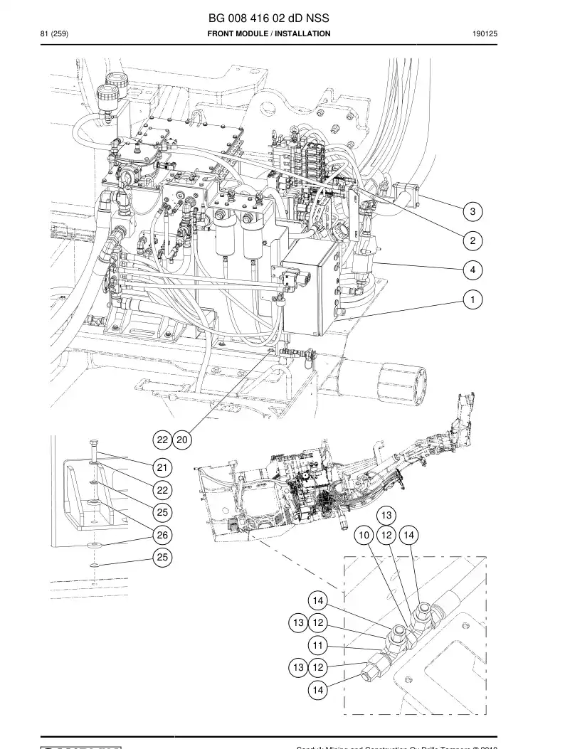 BG00841602d BG 008 416 02d Front Module - Sandvik Technical Drawing