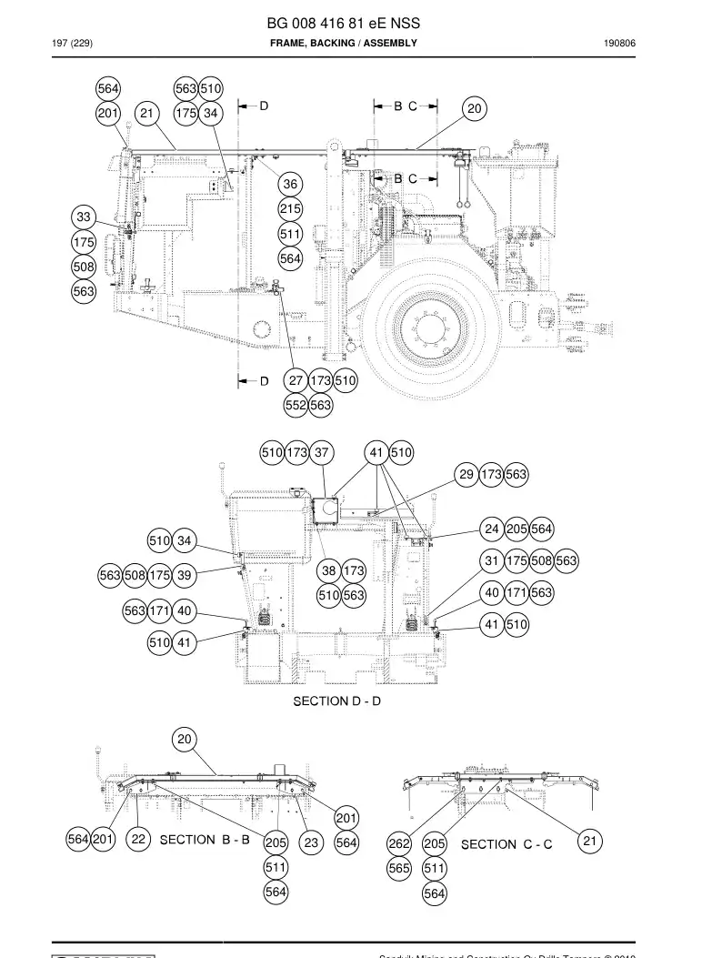 BG00841681e BG 008 416 81e Frame, Backing - Sandvik Technical Drawing