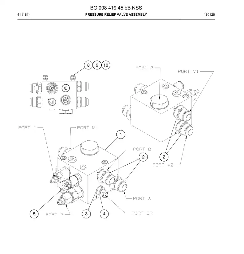 BG00841945b BG 008 419 45b Pressure Relief Valve Assembly - Sandvik Technical Drawing