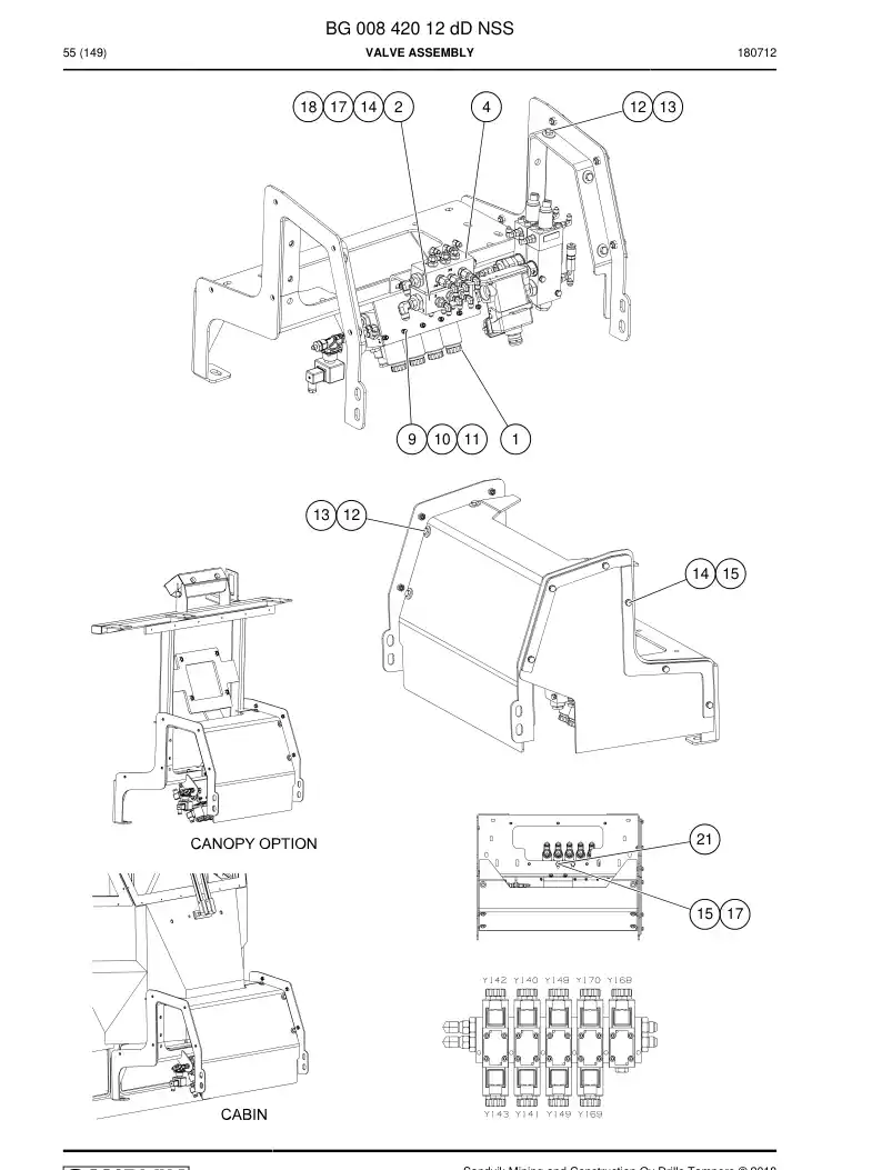 BG00842012d BG 008 420 12d Valve Assembly - Sandvik Technical Drawing