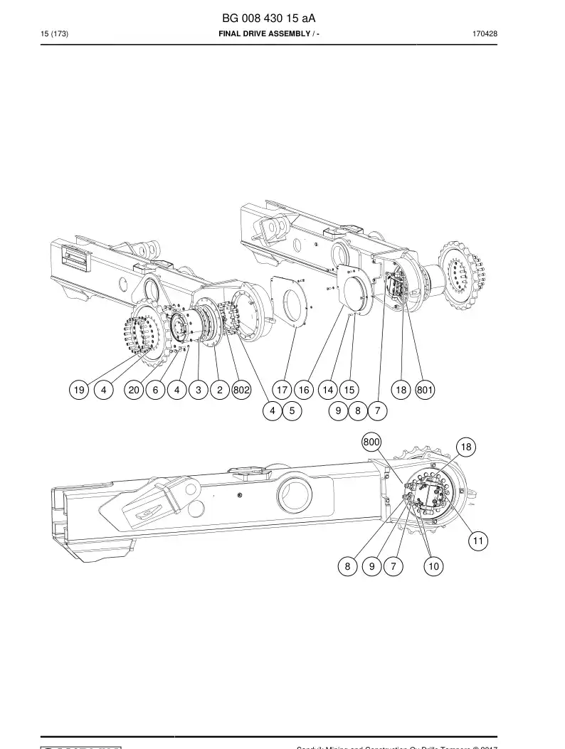 BG00843015a BG 008 430 15a Final Drive Assembly - Sandvik Technical Drawing