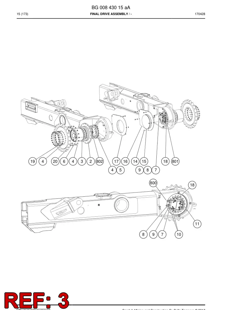 BG00843017a BG 008 430 17a Drive Motor, Crawler Track - Sandvik Technical Drawing
