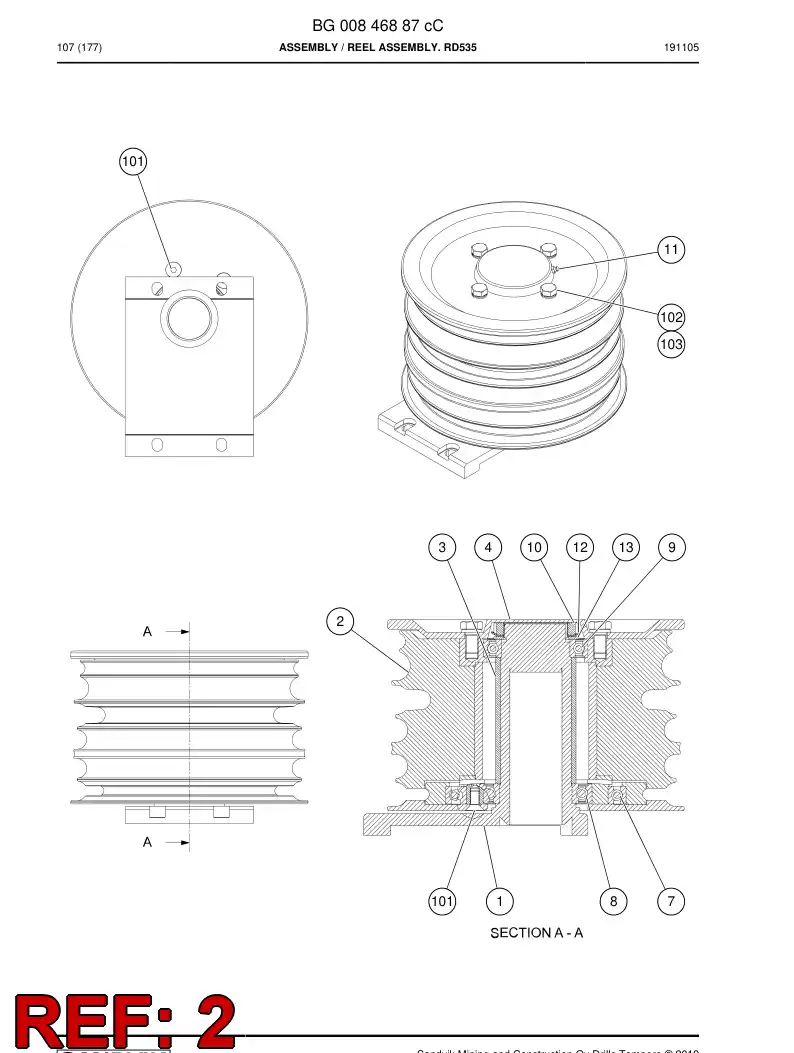 BG00845191c BG 008 451 91c Reel, Hose - Sandvik Technical Drawing