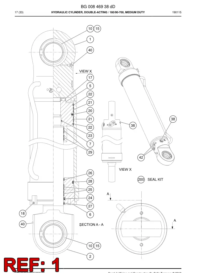 BG00846934a BG 008 469 34a Cylinder Tube Assembly - Sandvik Technical Drawing