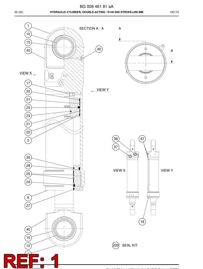BG00847506a BG 008 475 06a Cylinder Tube Assembly - Sandvik Technical Drawing
