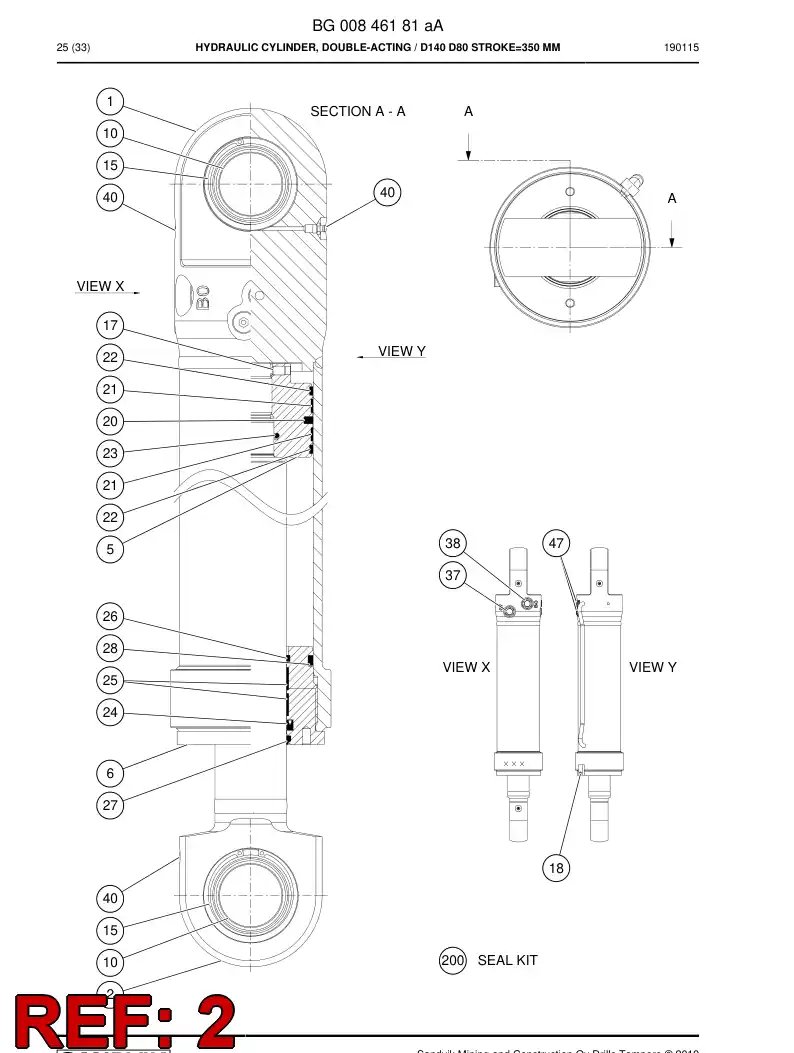BG00847514a BG 008 475 14a PISTON Rod Assembly - Sandvik Technical Drawing
