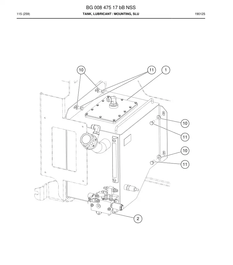 BG00847517b BG 008 475 17b Tank, Lubricant - Sandvik Technical Drawing
