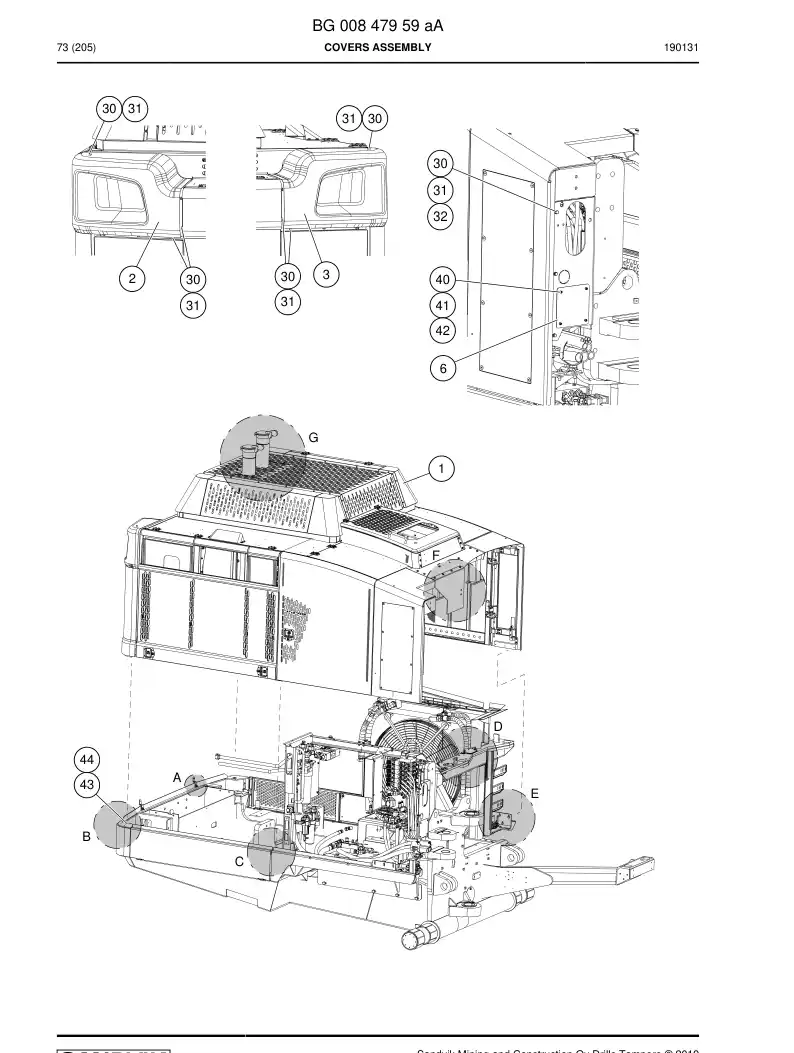 BG00847959a BG 008 479 59a Covers Assembly - Sandvik Technical Drawing