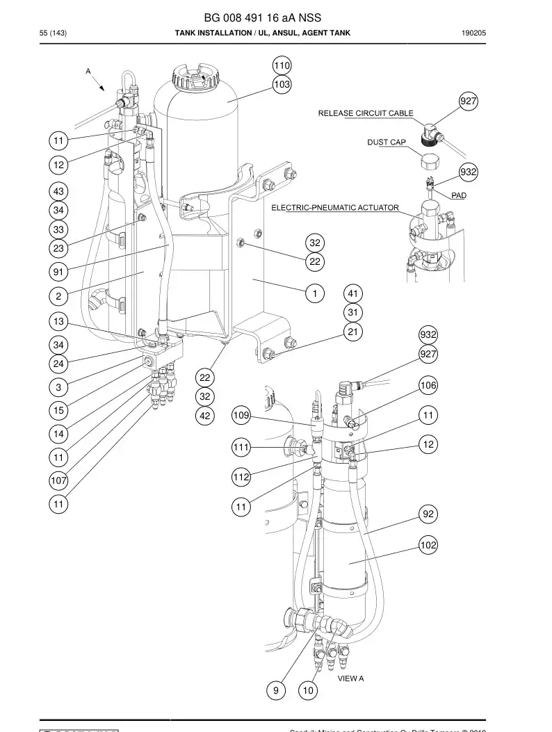 BG00849116a BG 008 491 16a Tank Installation - Sandvik Technical Drawing