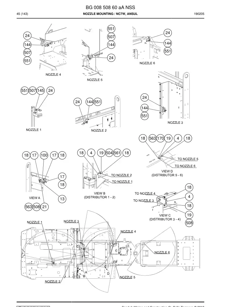 BG00850860a BG 008 508 60a Nozzle mounting - Sandvik Technical Drawing