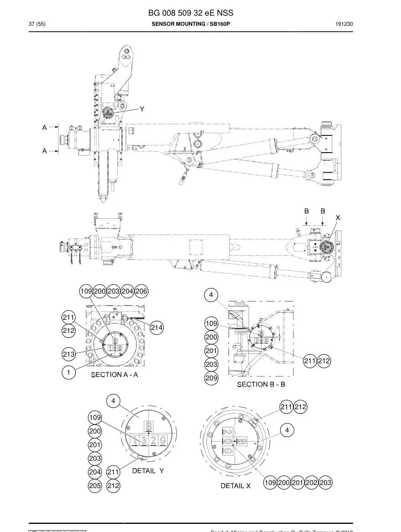 BG00850932e BG 008 509 32e Sensor Mounting - Sandvik Technical Drawing