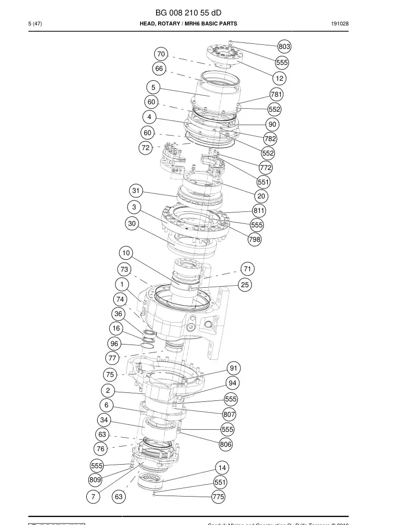BG00851780b BG 008 517 80b Seal Kit - Sandvik Technical Drawing