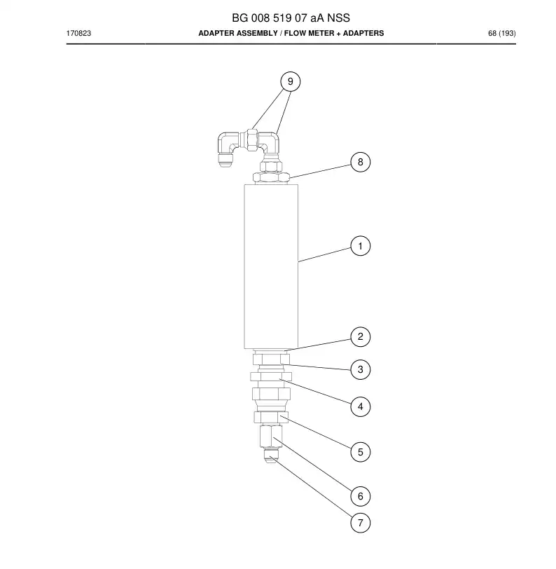 BG00851907a BG 008 519 07a Adapter Assembly - Sandvik Technical Drawing