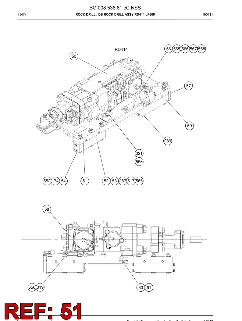 BG00852761c BG 008 527 61c Carriage - Sandvik Technical Drawing