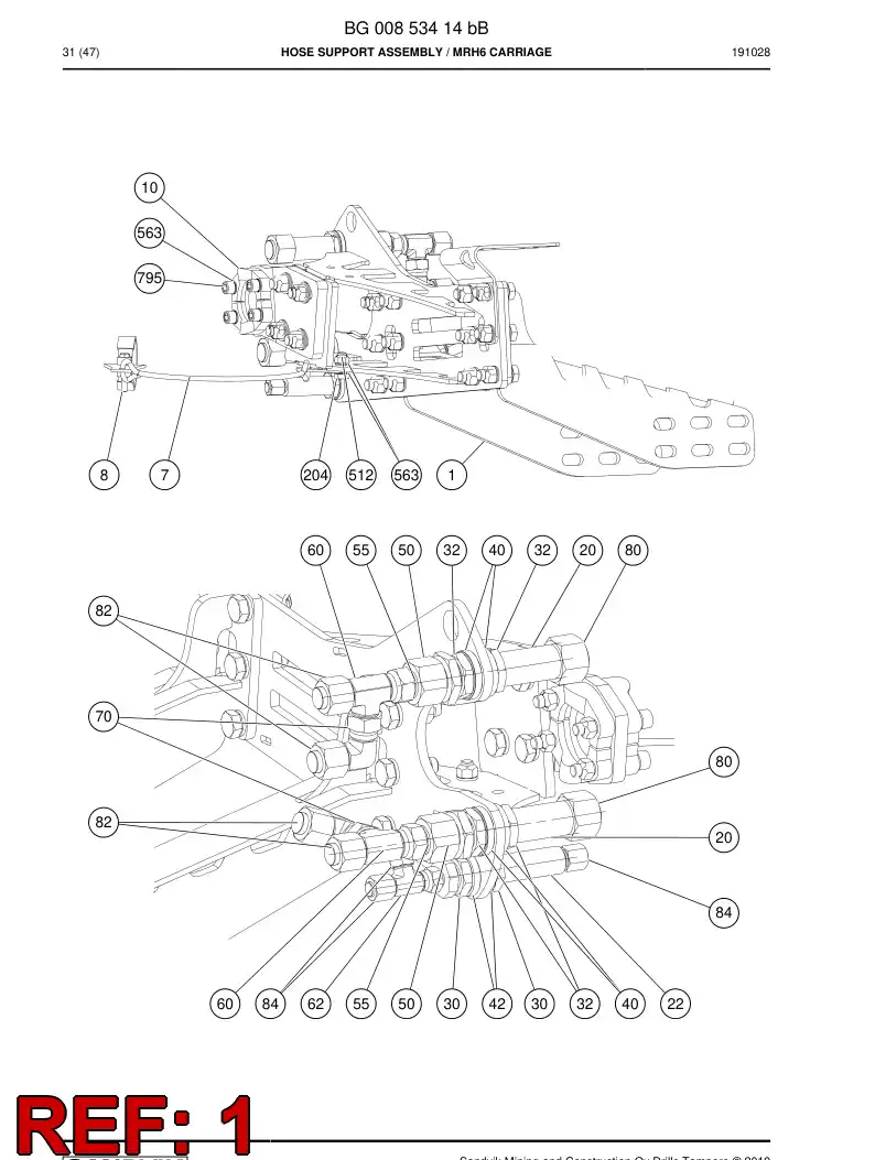 BG00853416a BG 008 534 16a Support, Hose - Sandvik Technical Drawing