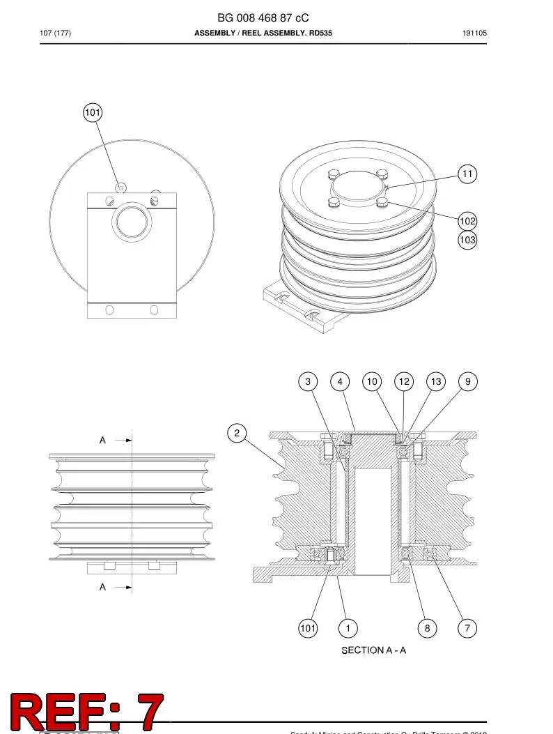 BG00853767a BG 008 537 67a Bearing, Ball, Deep Groove - Sandvik Technical Drawing