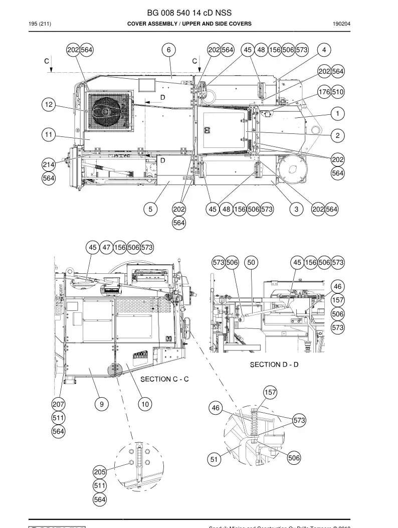 BG00854014c BG 008 540 14c Cover Assembly - Sandvik Technical Drawing