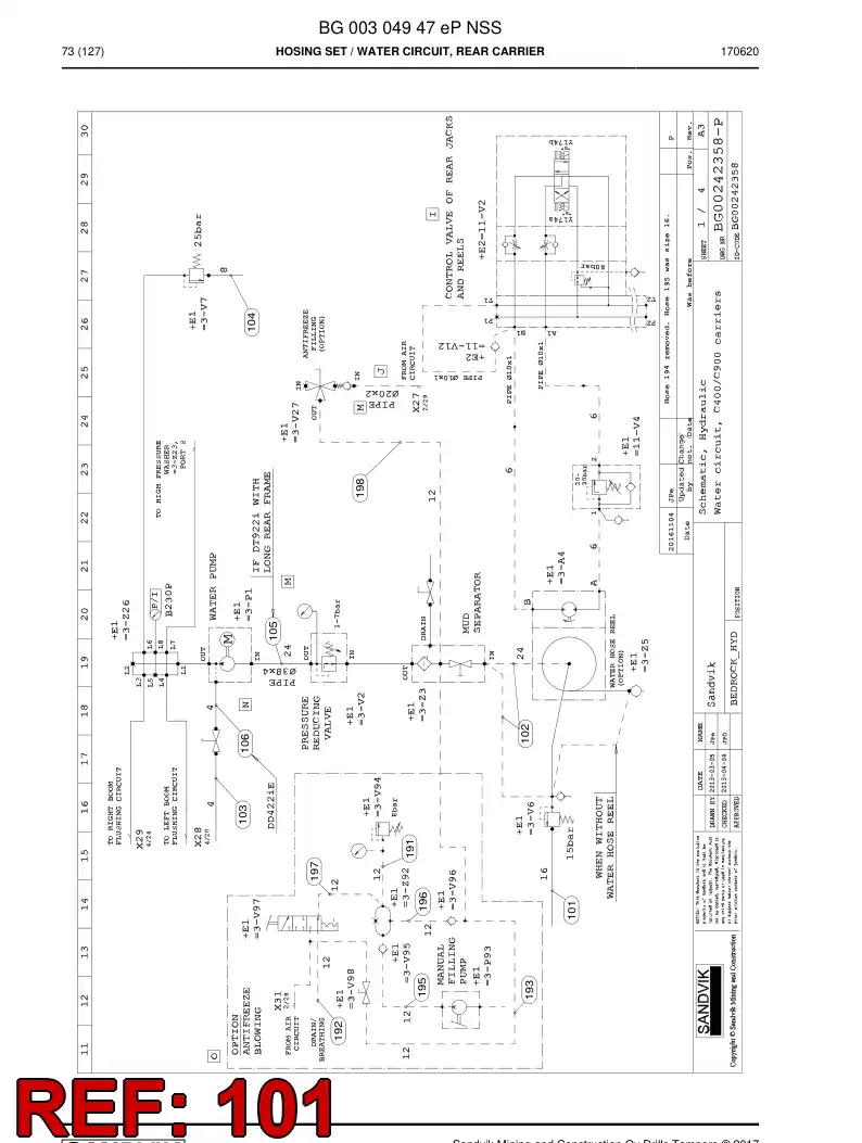 BG00854149a BG 008 541 49a Hose Assembly, Hydraulic - Sandvik Technical Drawing