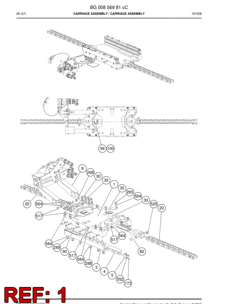 BG00856979b BG 008 569 79b Carriage - Sandvik Technical Drawing