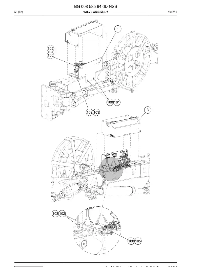 BG00858564d BG 008 585 64d Valve Assembly - Sandvik Technical Drawing