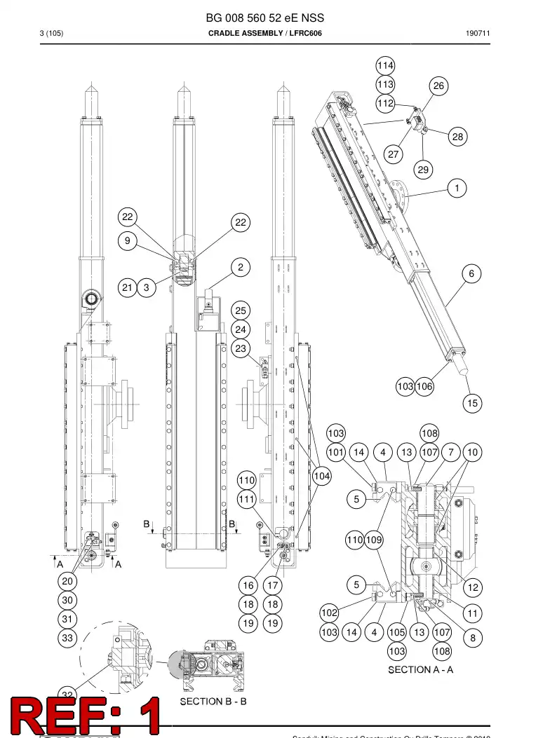 BG00859252b BG 008 592 52b Cradle - Sandvik Technical Drawing