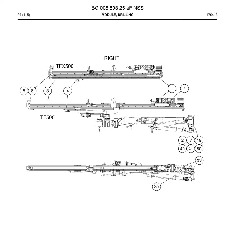 BG00859325a BG 008 593 25a Module, Drilling - Sandvik Technical Drawing