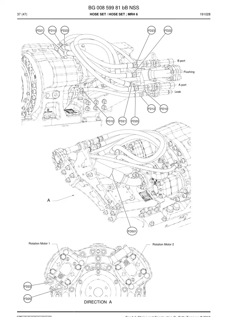 BG00859981b BG 008 599 81b Hose Set - Sandvik Technical Drawing