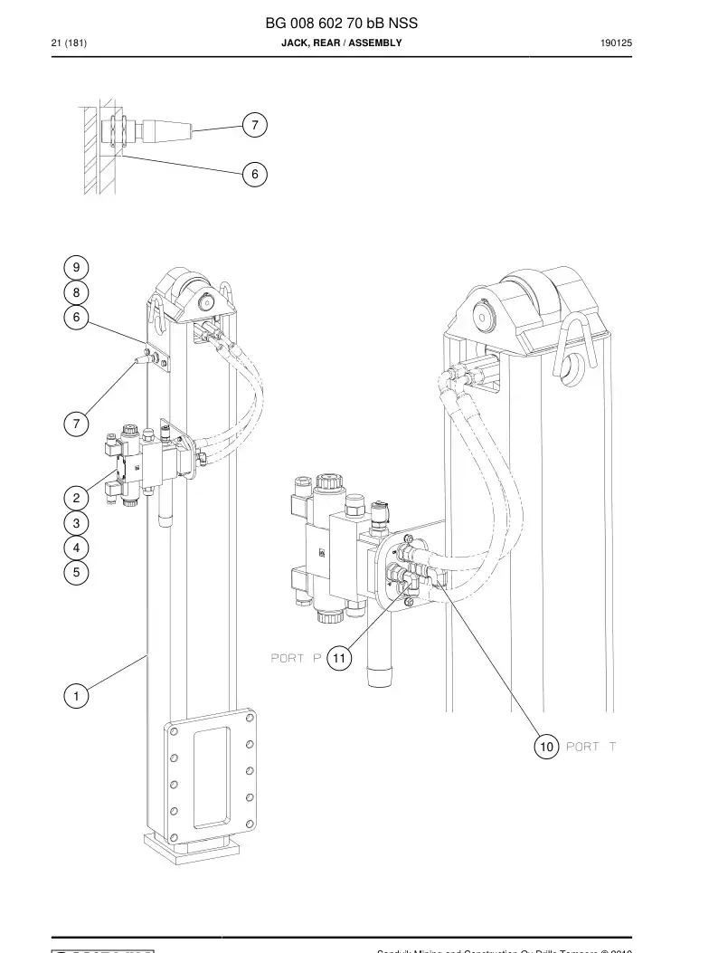 BG00860270b BG 008 602 70b Jack, Rear - Sandvik Technical Drawing