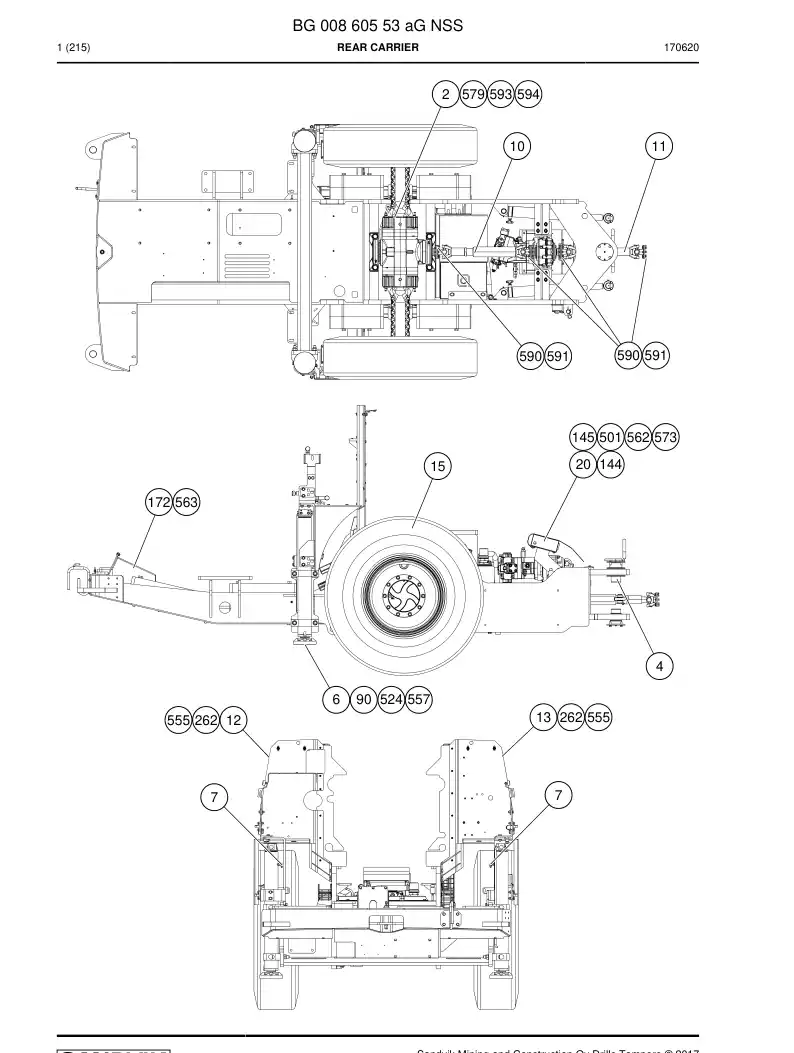 BG00860553a BG 008 605 53a Rear Carrier - Sandvik Technical Drawing