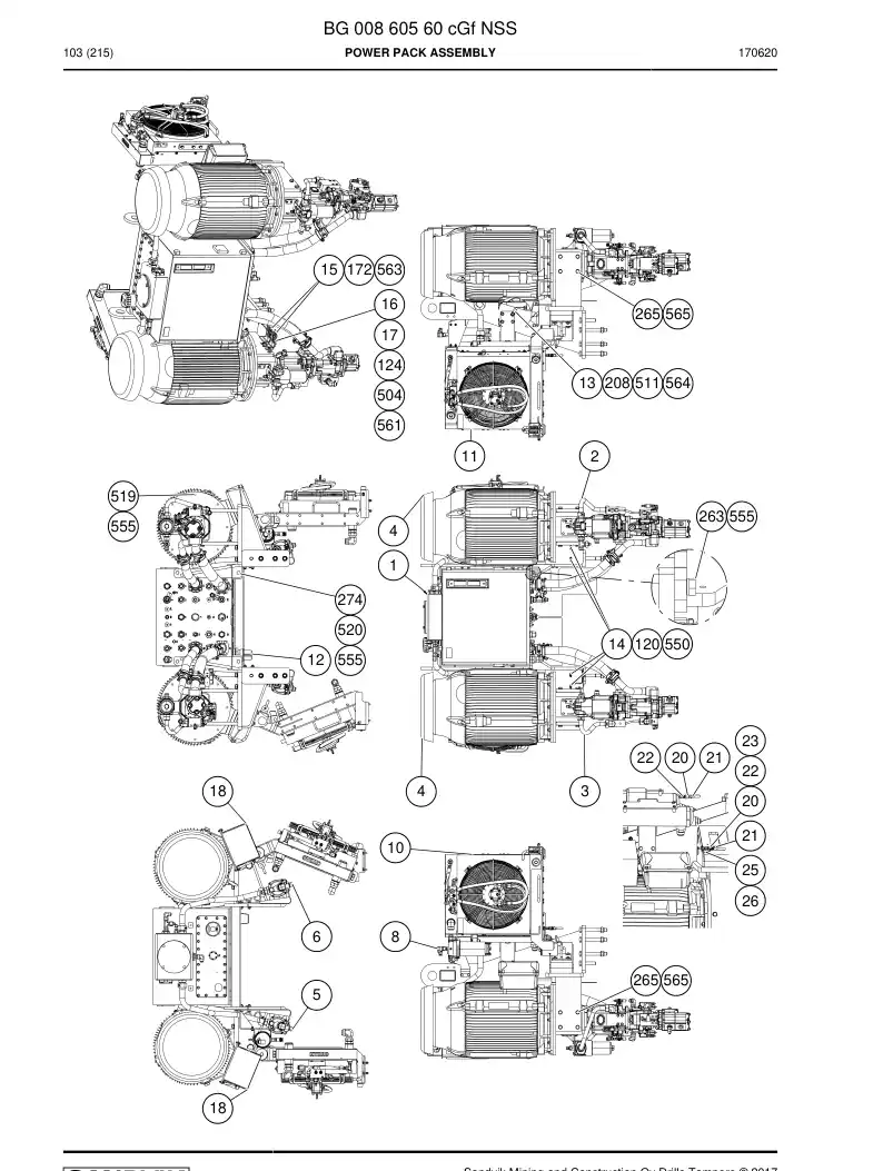 BG00860560c BG 008 605 60c Power Pack Assembly - Sandvik Technical Drawing