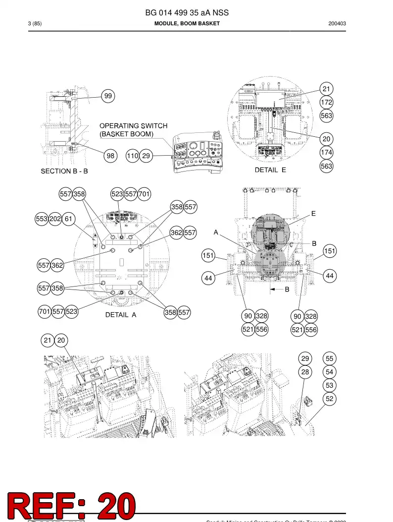 BG00860735a BG 008 607 35a Bracket - Sandvik Technical Drawing