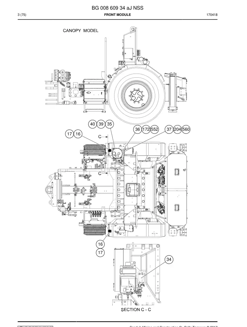 BG00860934a BG 008 609 34a Front module - Sandvik Technical Drawing
