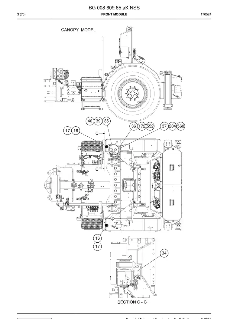 BG00860965a BG 008 609 65a Front module - Sandvik Technical Drawing