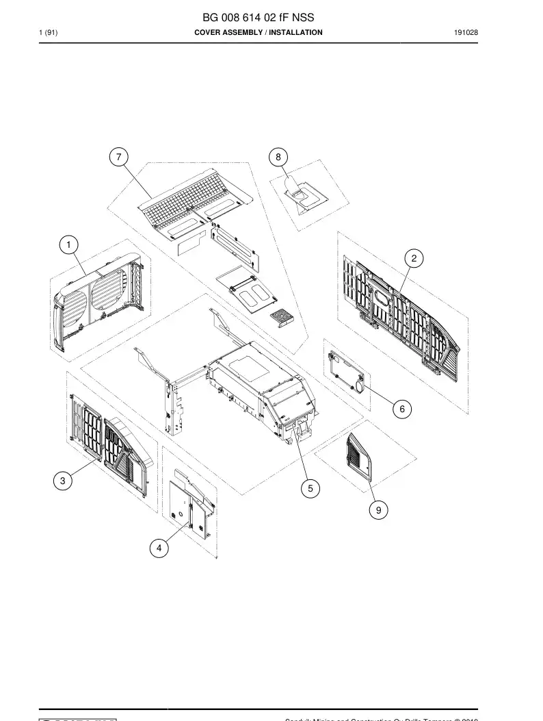 BG00861402f BG 008 614 02f Cover Assembly - Sandvik Technical Drawing