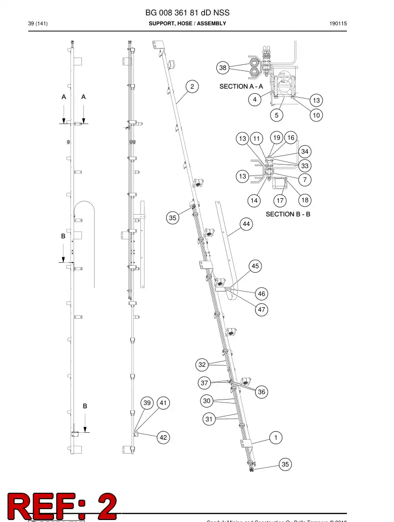 BG00861520d BG 008 615 20d Support, Hose - Sandvik Technical Drawing