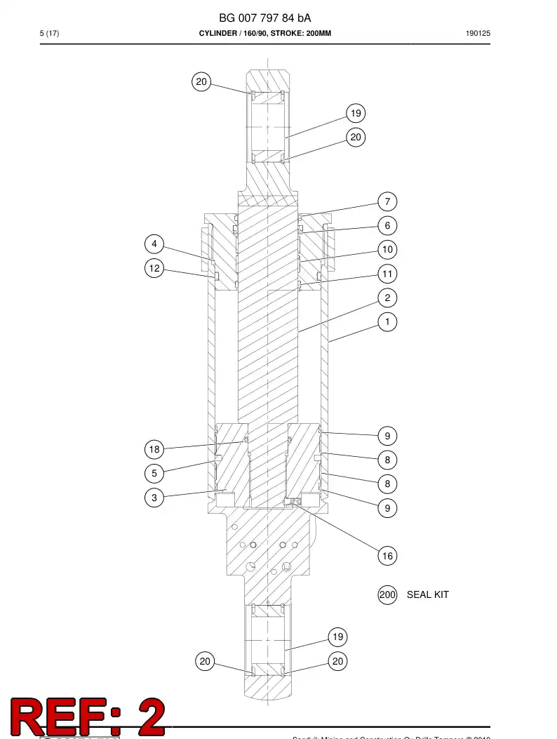 BG00861628a BG 008 616 28a Rod, PISTON - Sandvik Technical Drawing
