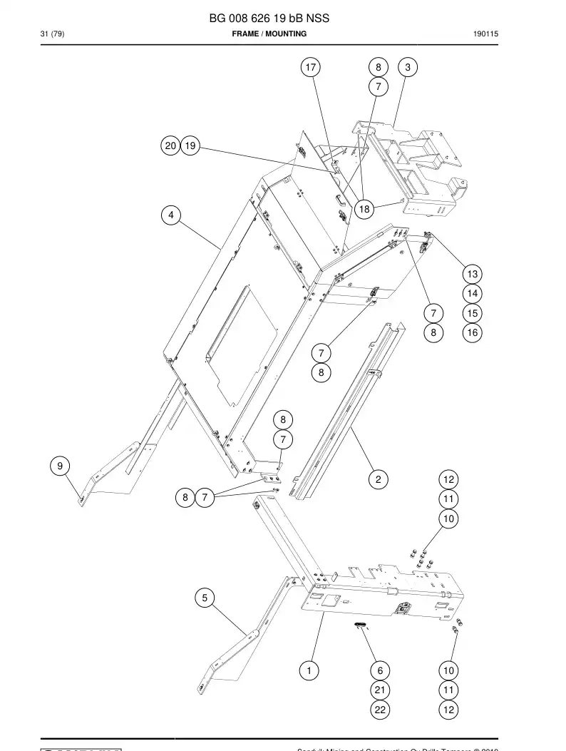 BG00862619c BG 008 626 19c Frame - Sandvik Technical Drawing