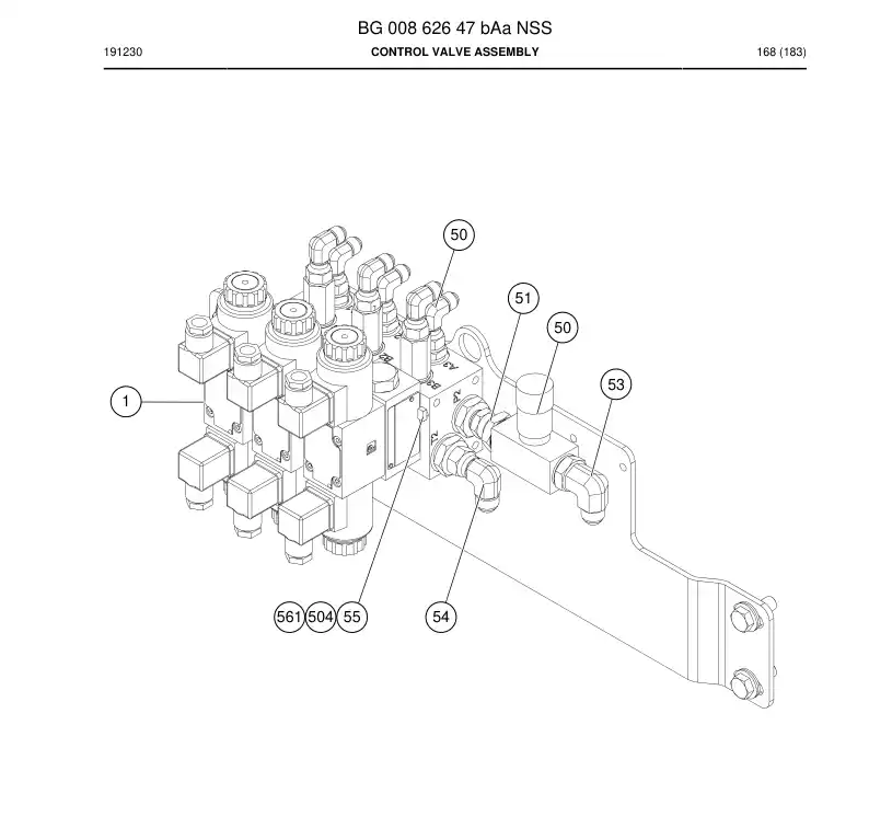 BG00862647b BG 008 626 47b Control Valve Assembly - Sandvik Technical Drawing