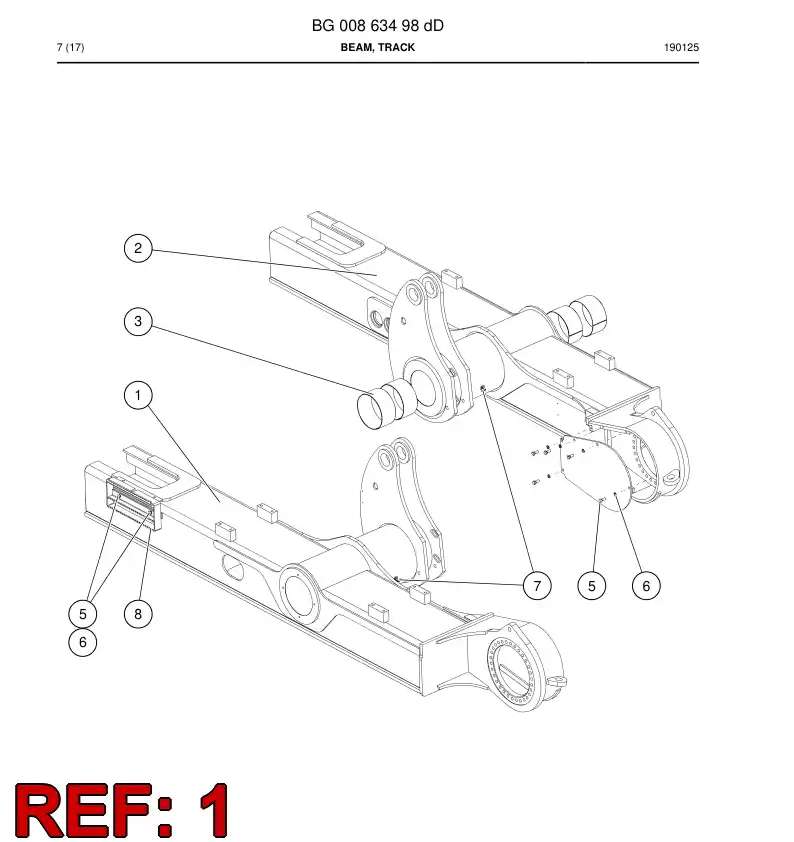 BG00863495c BG 008 634 95c Beam, Track - Sandvik Technical Drawing