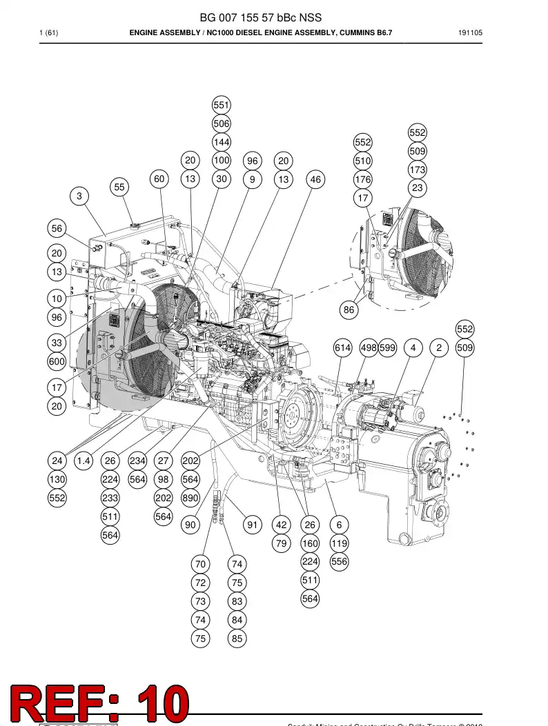 BG00864457a BG 008 644 57a Pipe Assembly - Sandvik Technical Drawing