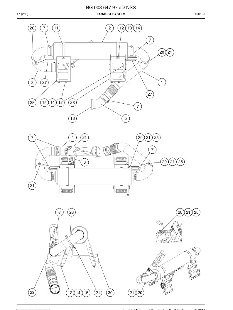 BG00864797e BG 008 647 97e Exhaust System - Sandvik Technical Drawing
