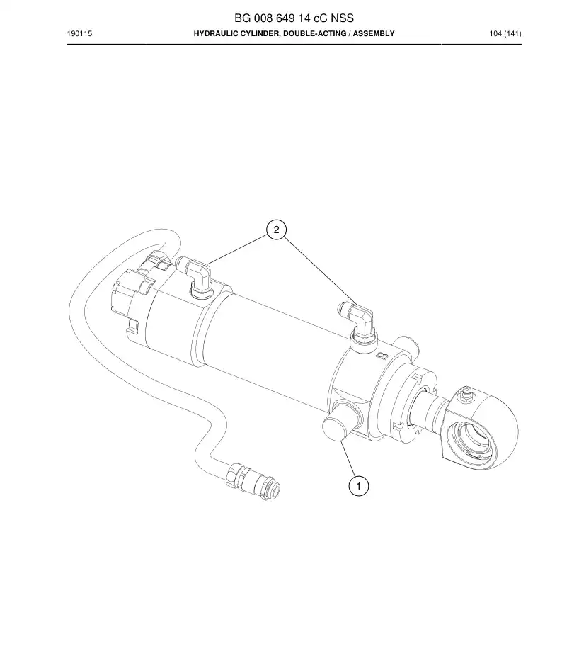 BG00864914c BG 008 649 14c Hydraulic Cylinder, Double-acting - Sandvik Technical Drawing