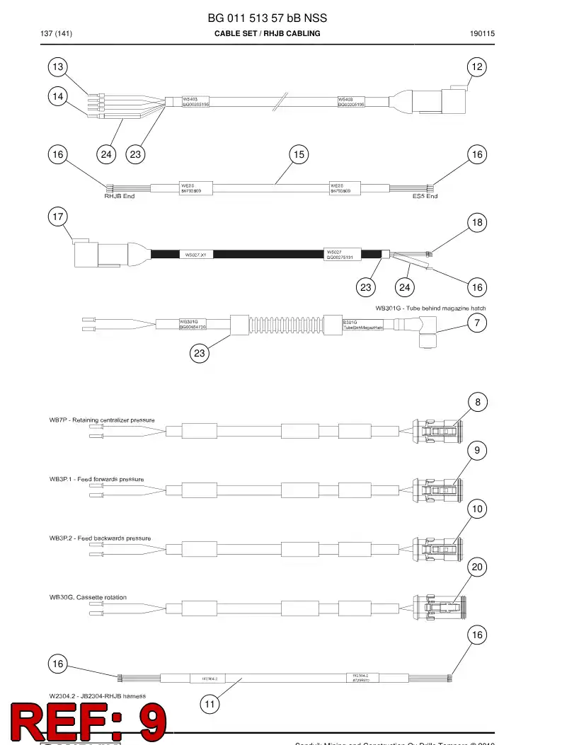 BG00865005c BG 008 650 05c Cable Assembly - Sandvik Technical Drawing