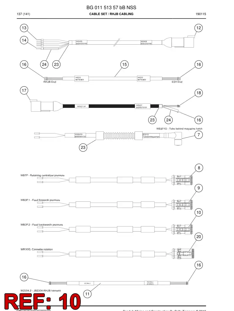 BG00865006c BG 008 650 06c Cable Assembly - Sandvik Technical Drawing