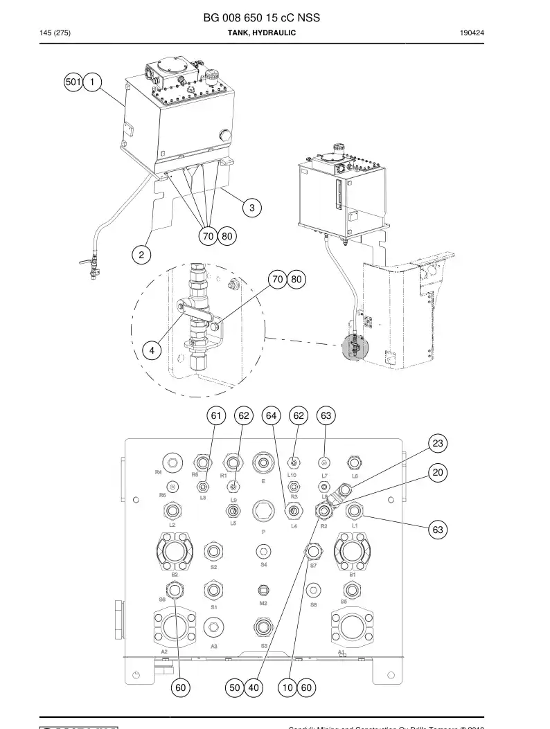 BG00865015c BG 008 650 15c Tank, Hydraulic - Sandvik Technical Drawing